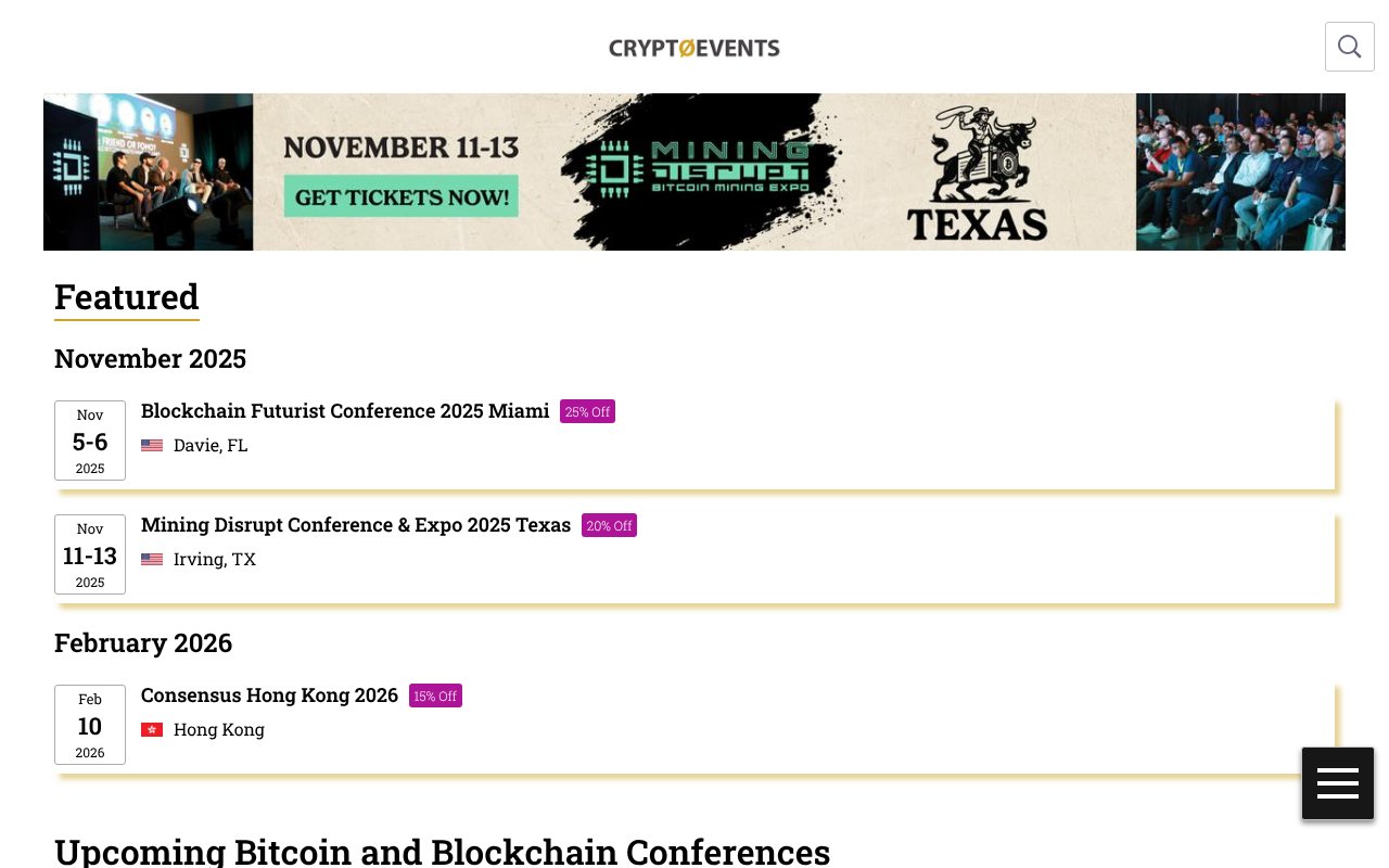 Screenshot of cryptoevents.global