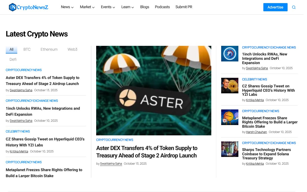 Screenshot of cryptonewsz.com