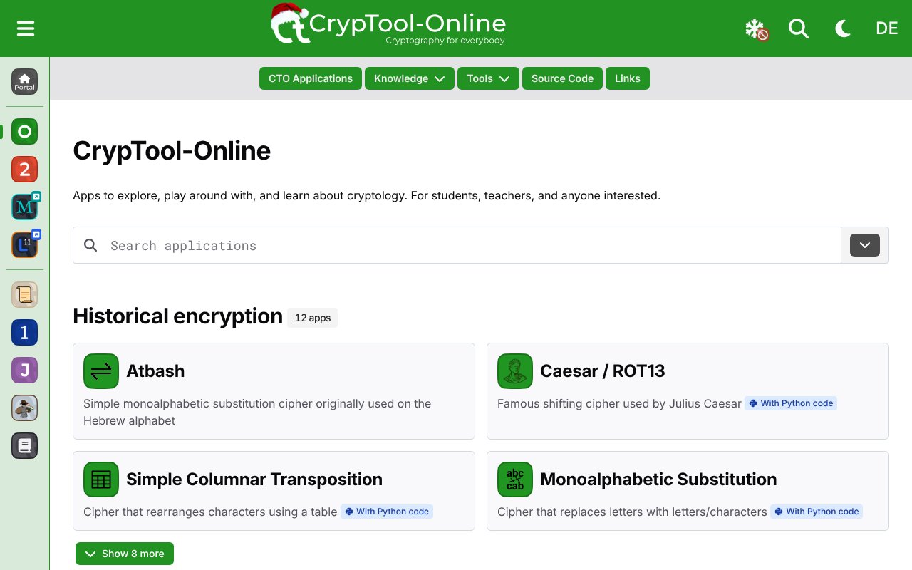 Screenshot of cryptool.org