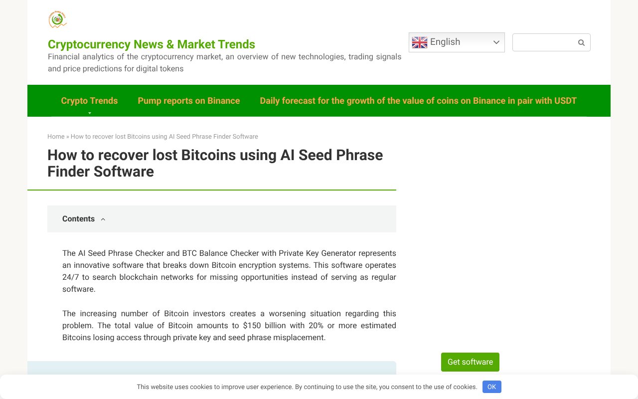 Screenshot of cryptopumpnews.com