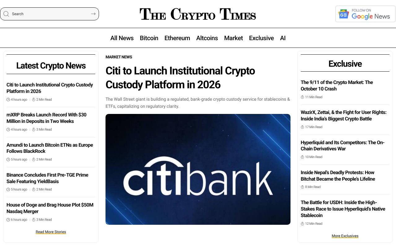 Screenshot of cryptotimes.io