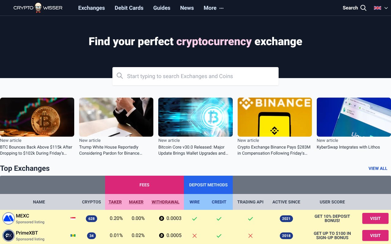 Screenshot of cryptowisser.com