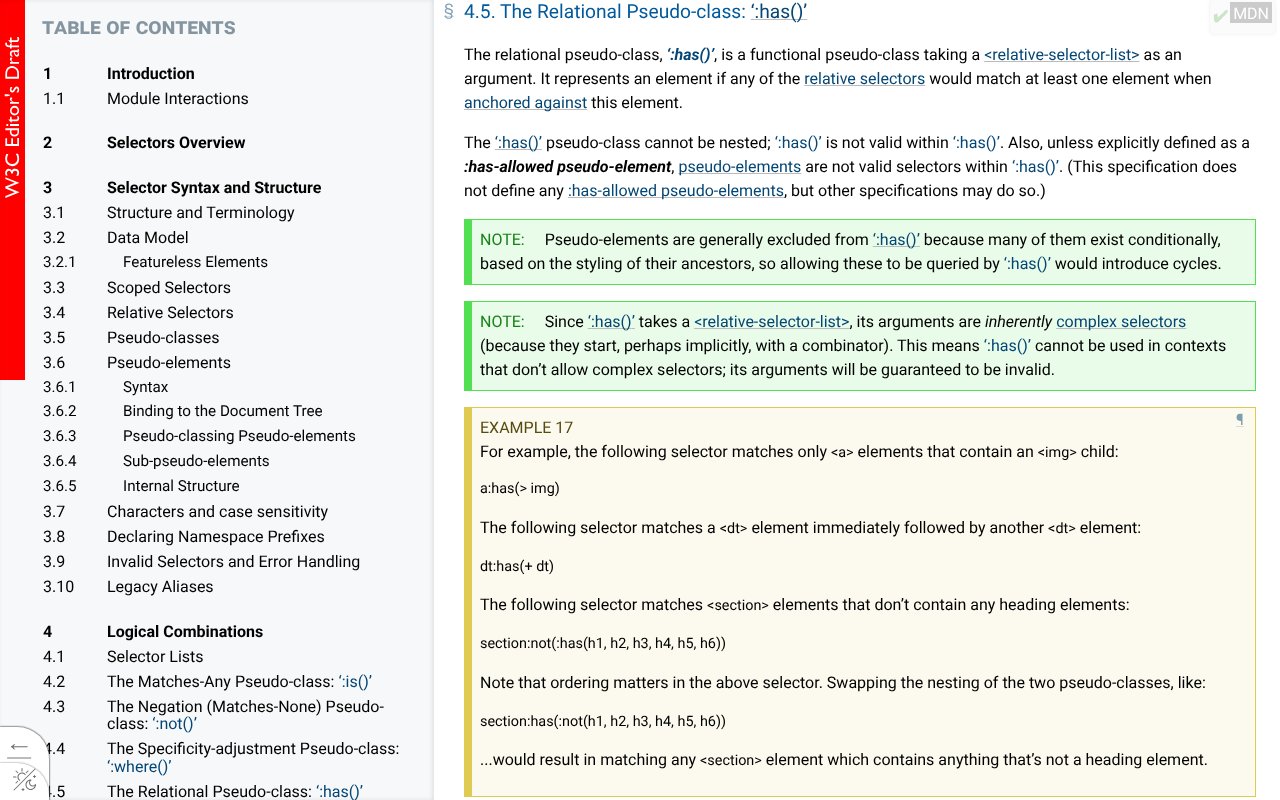 Screenshot of csswg.org