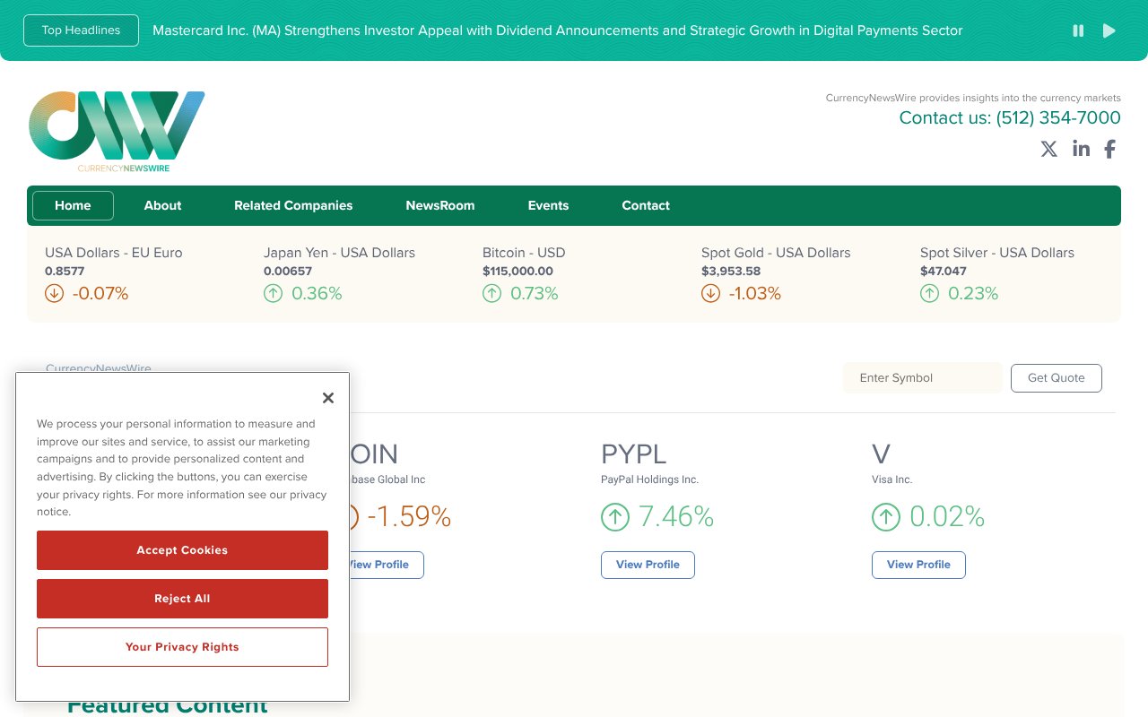 Screenshot of currencynewswire.com