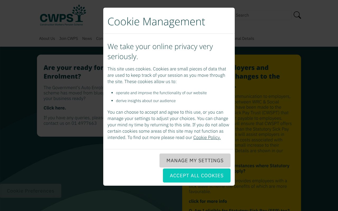 Screenshot of cwps.ie