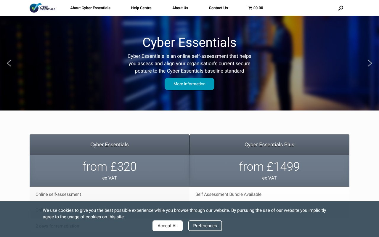 Screenshot of cyberessentials.online