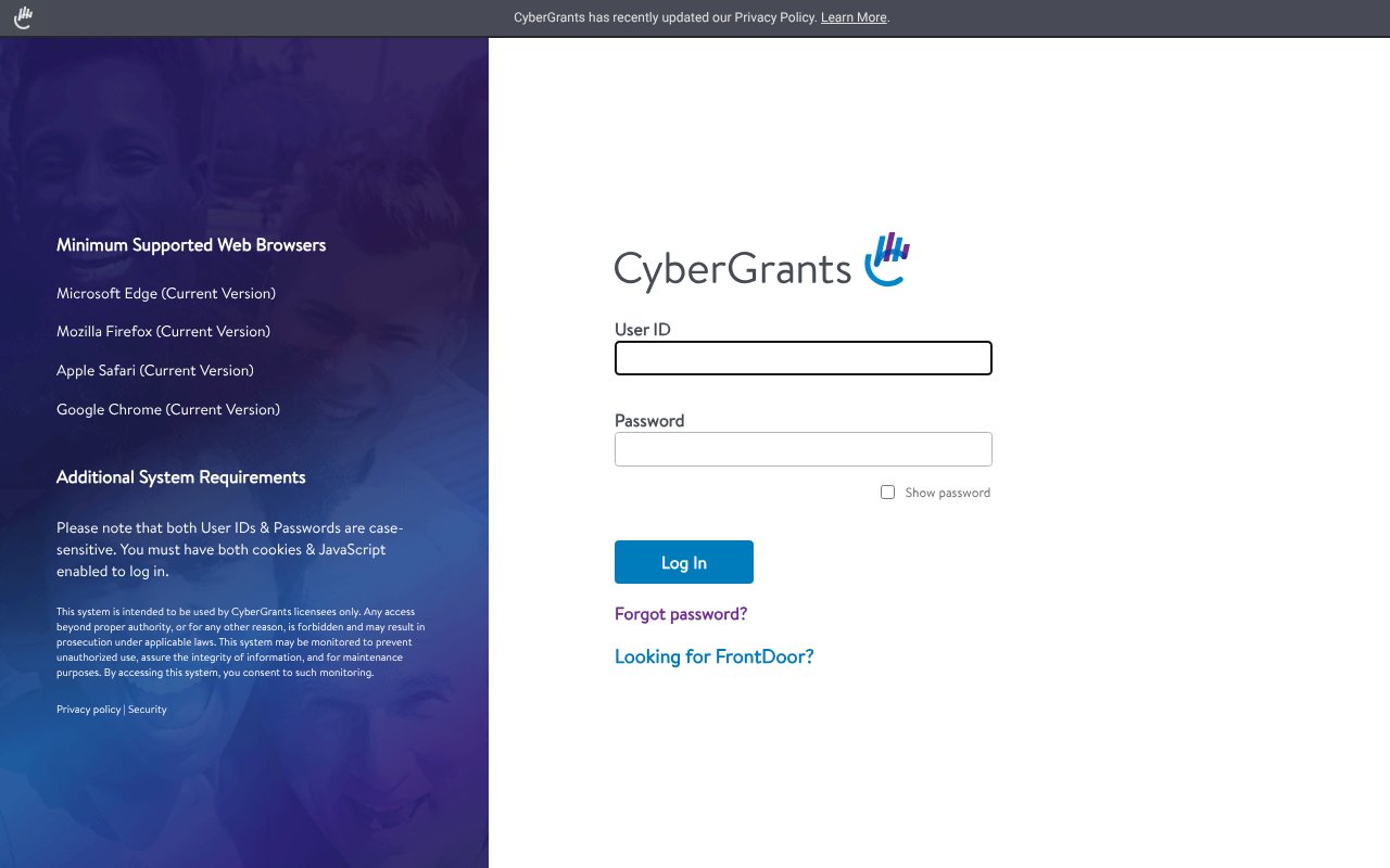 Screenshot of cybergrants.com