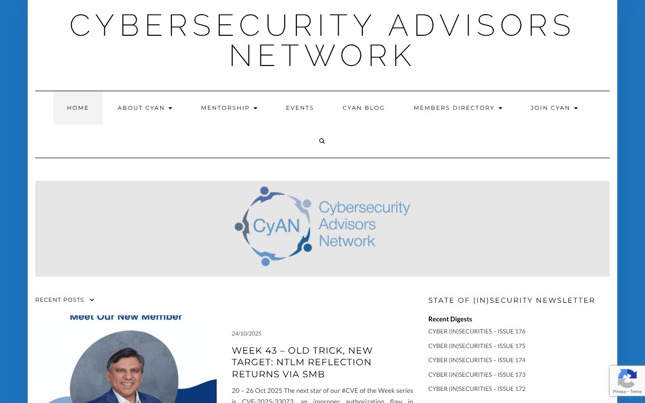 Screenshot of cybersecurityadvisors.network