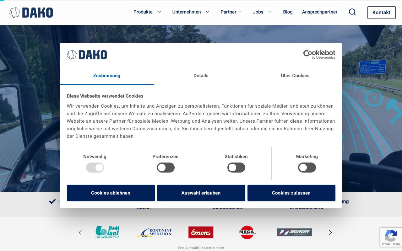 Screenshot of dako.de