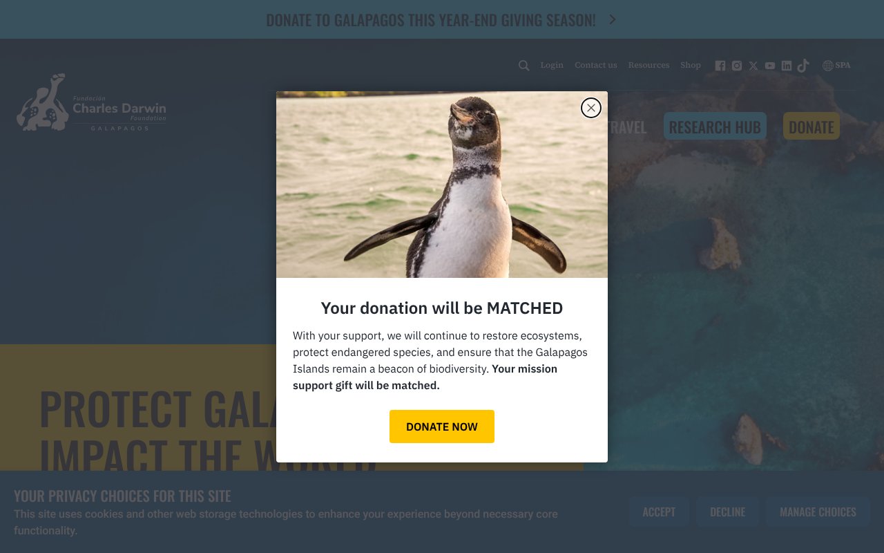 Screenshot of darwinfoundation.org