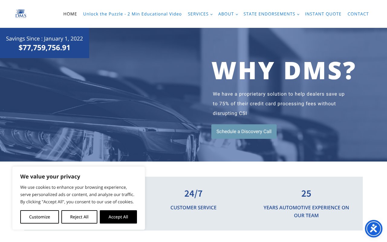 Screenshot of dealermerchantservices.com