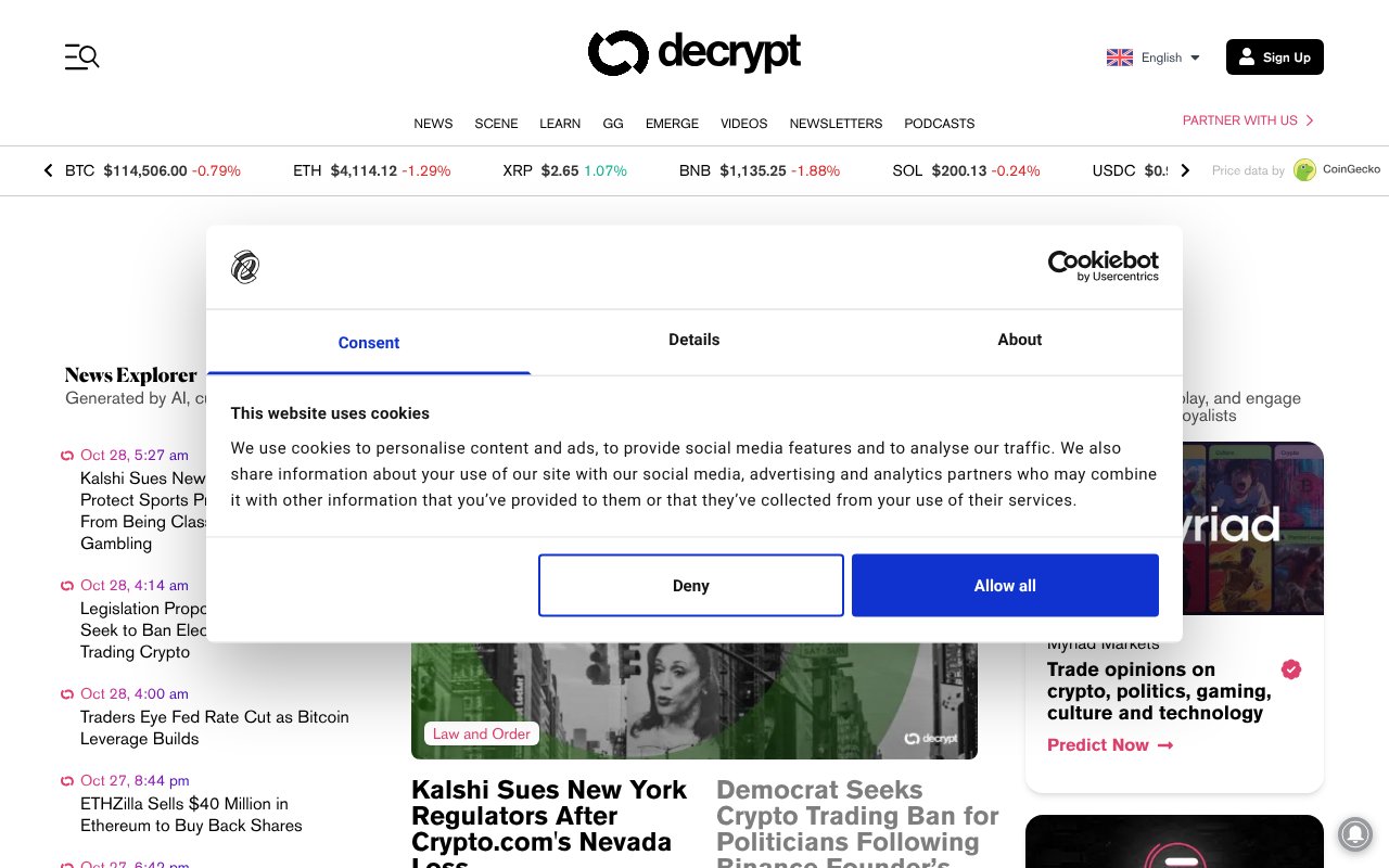 Screenshot of decrypt.co