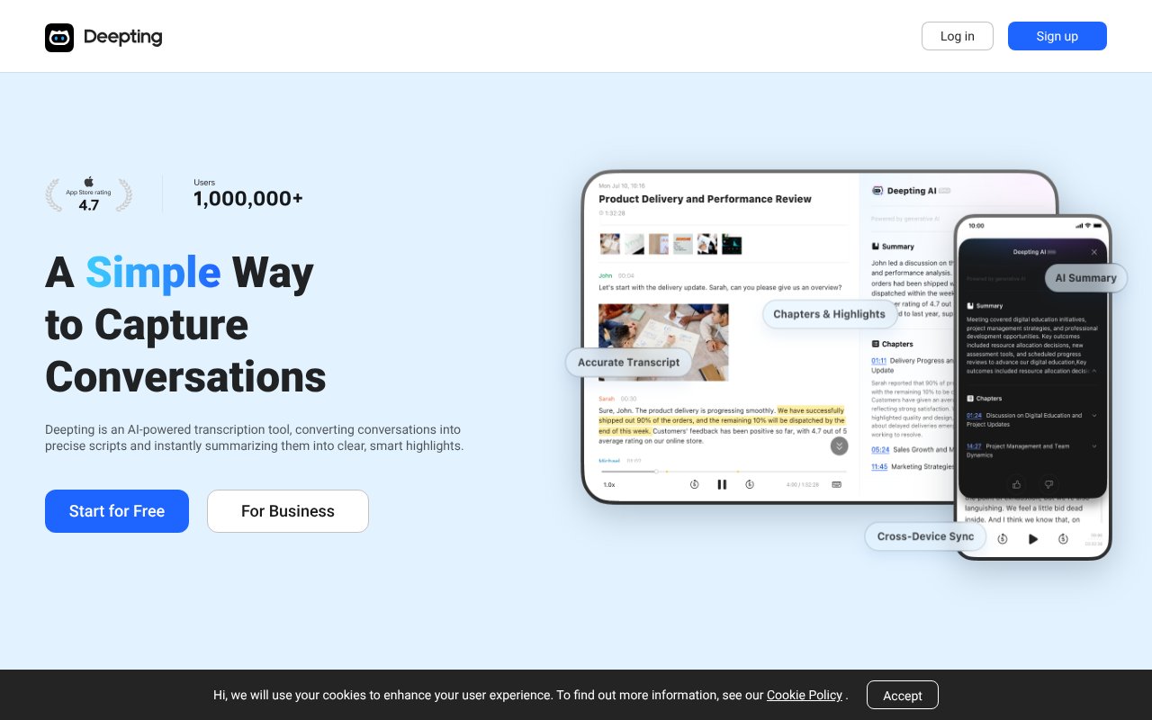 Screenshot of deepting.ai