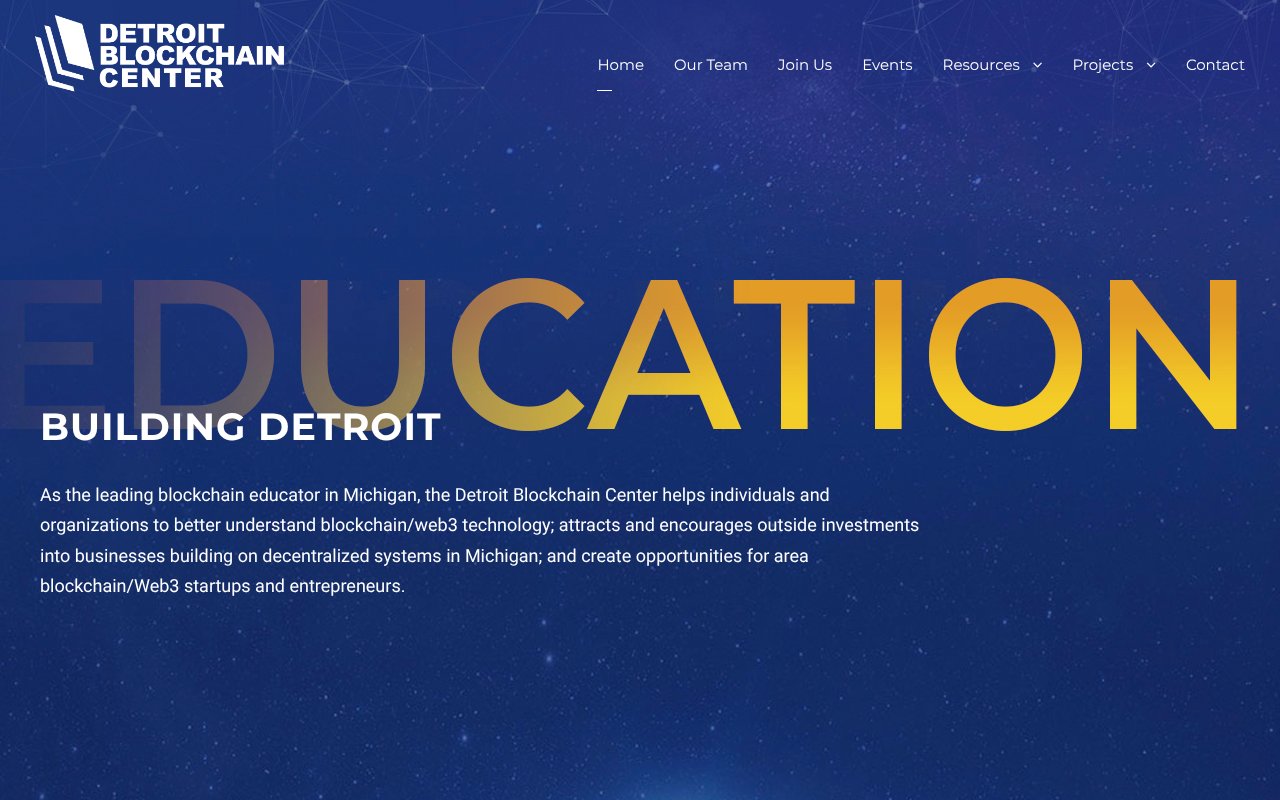 Screenshot of detroitblockchaincenter.org