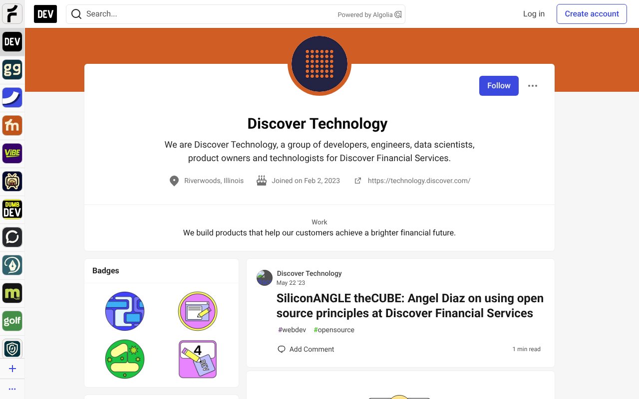 Screenshot of dev.to