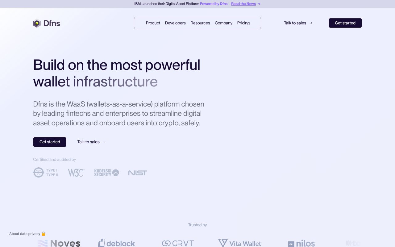 Screenshot of dfns.co