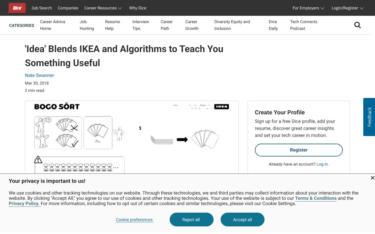 Screenshot of dice.com