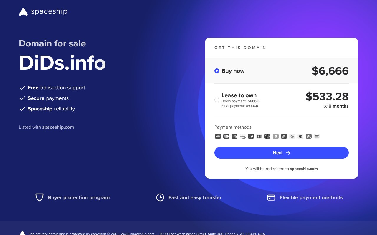 Screenshot of dids.info