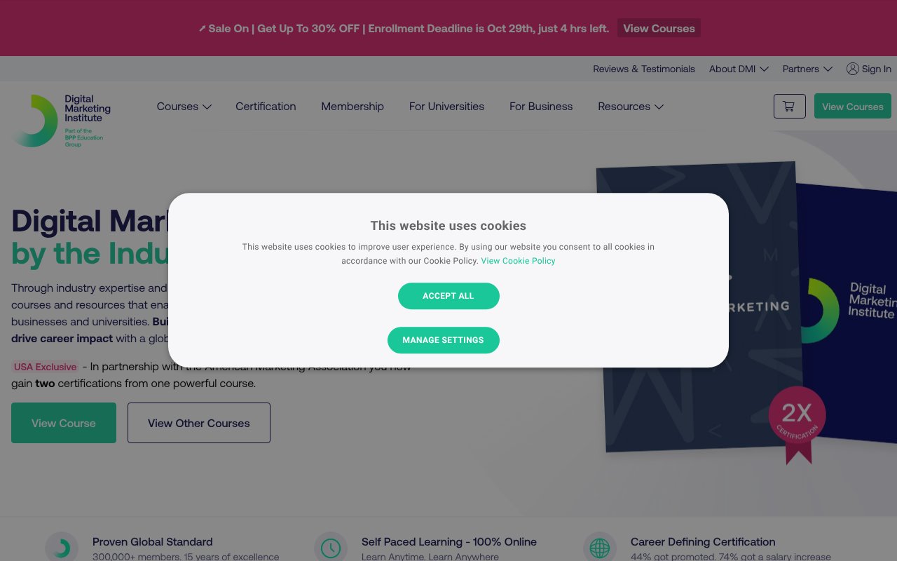 Screenshot of digitalmarketinginstitute.com