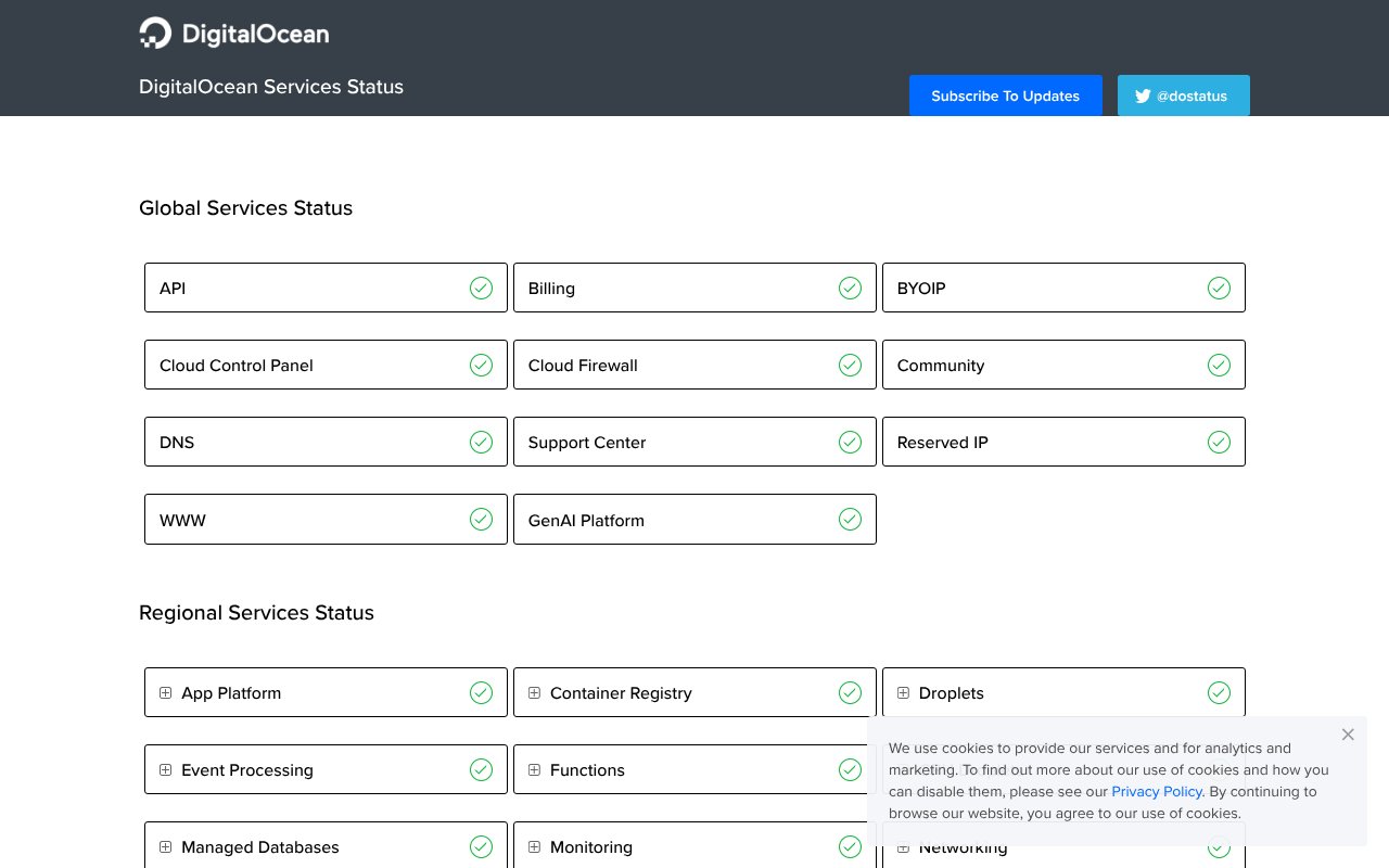 Screenshot of digitalocean.com