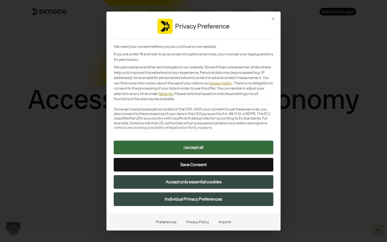 Screenshot of dimoco.com