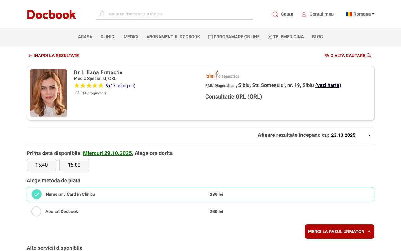 Screenshot of docbook.ro