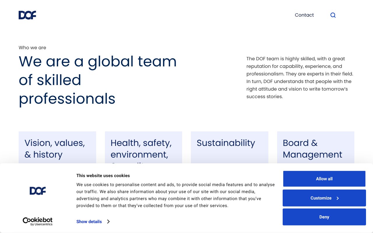 Screenshot of dof.no