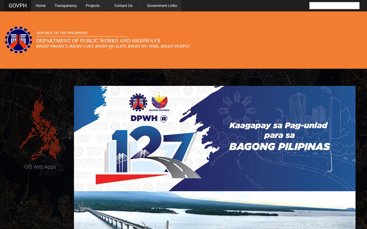 Screenshot of dpwh.gov.ph