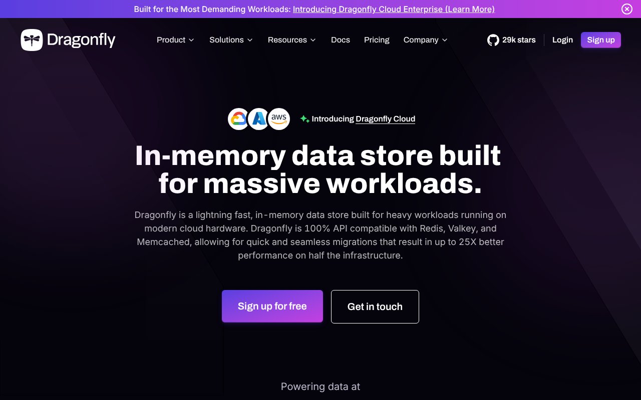 Screenshot of dragonflydb.io