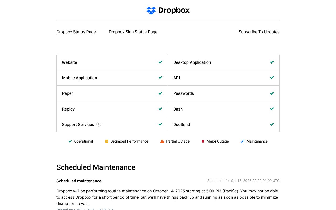 Screenshot of dropbox.com