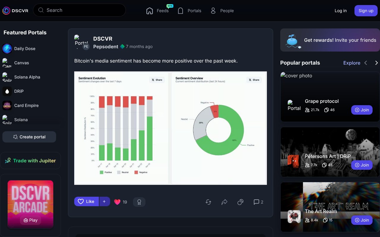 Screenshot of dscvr.one