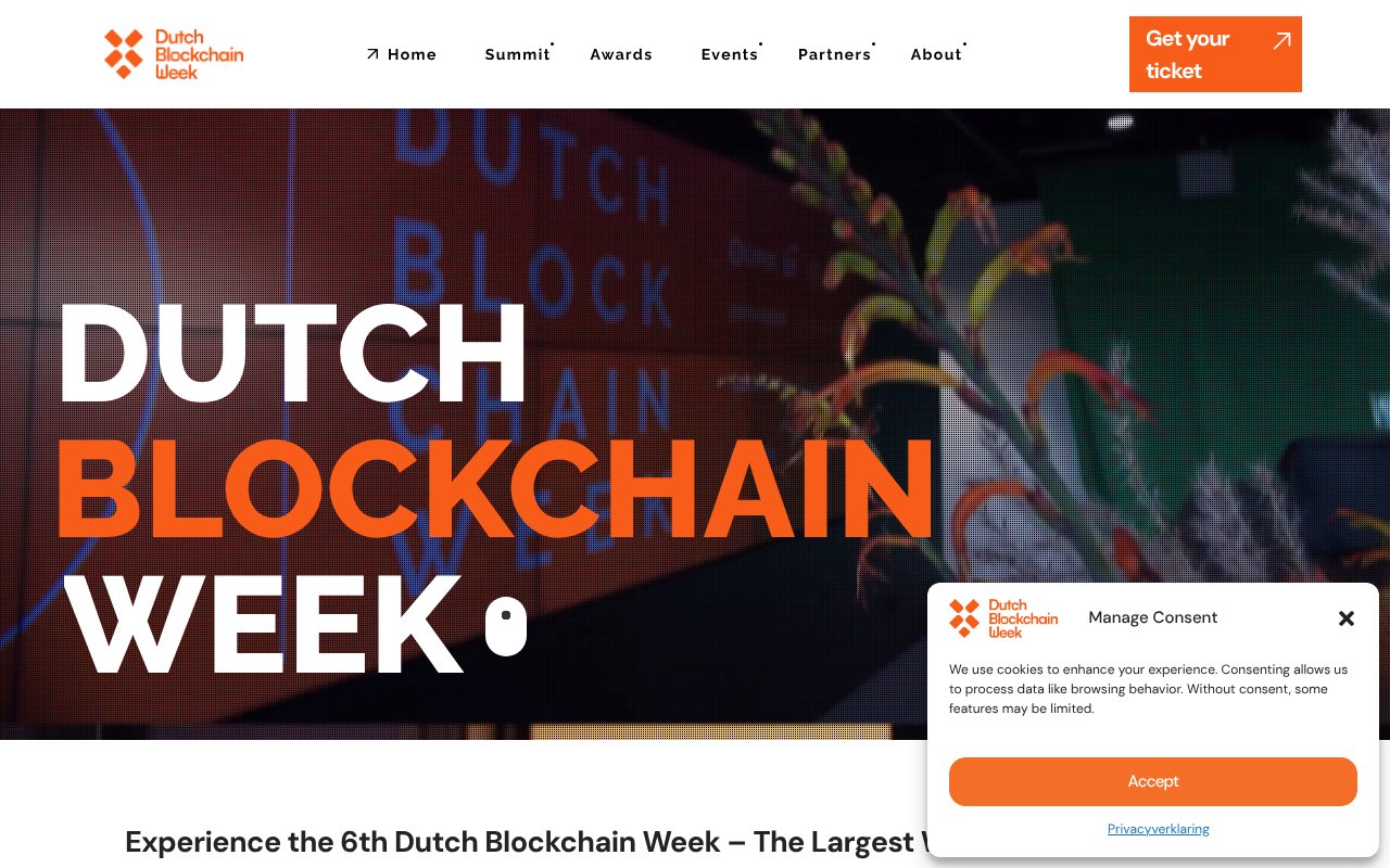Screenshot of dutchblockchainweek.com