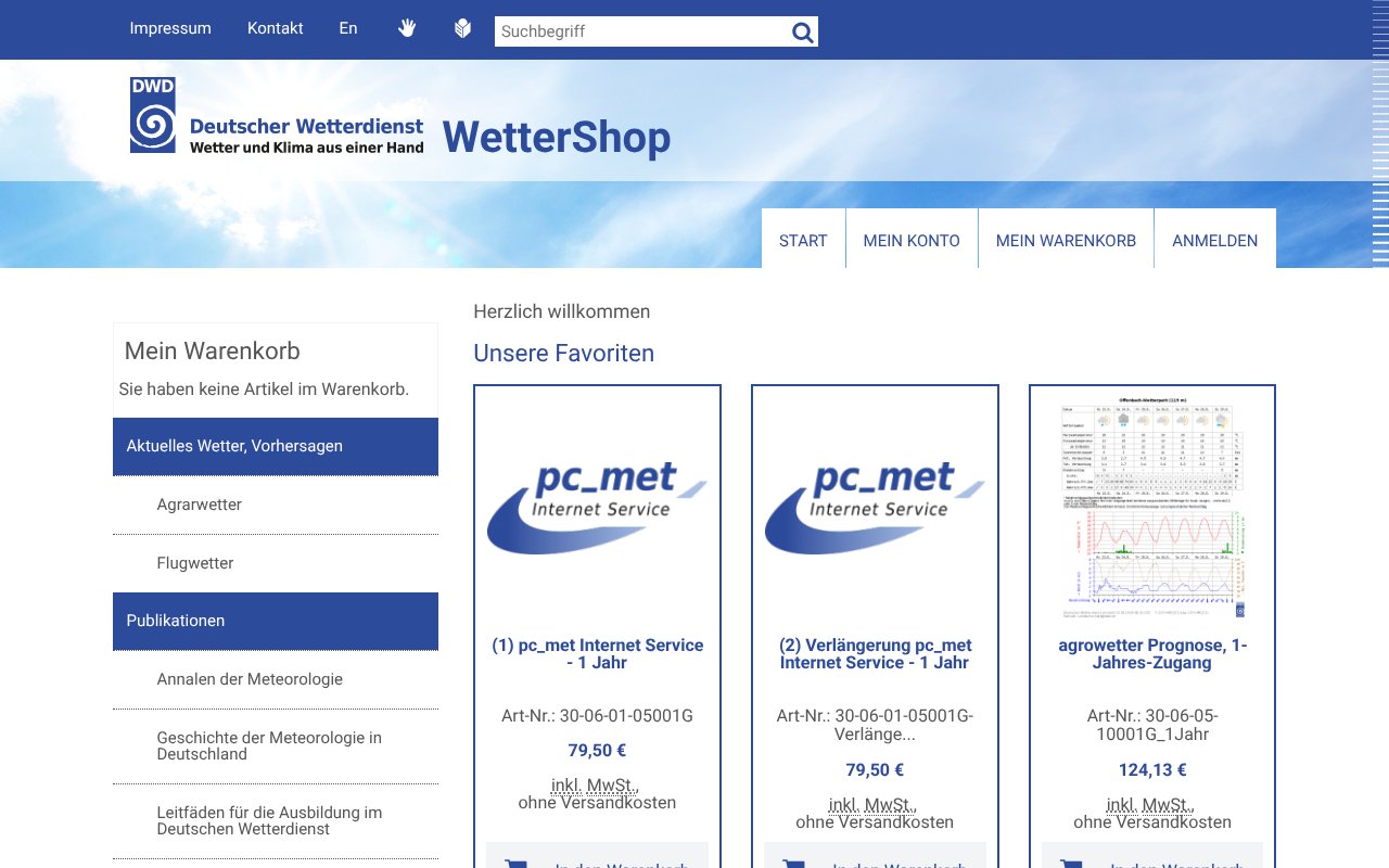 Screenshot of dwd-shop.de