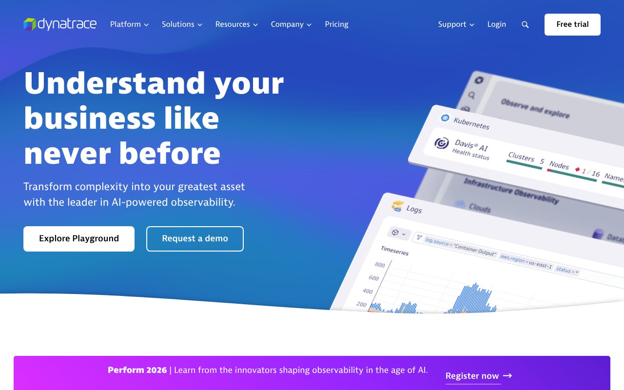 Screenshot of dynatrace.com