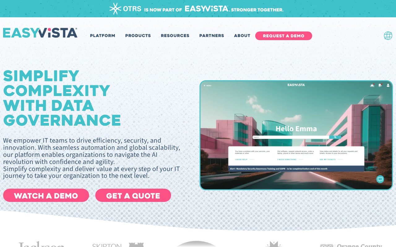 Screenshot of easyvista.com