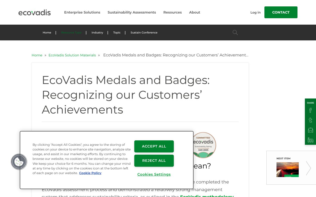 Screenshot of ecovadis.com