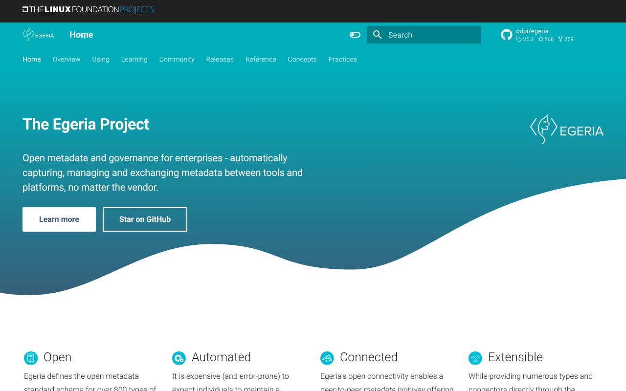 Screenshot of egeria-project.org