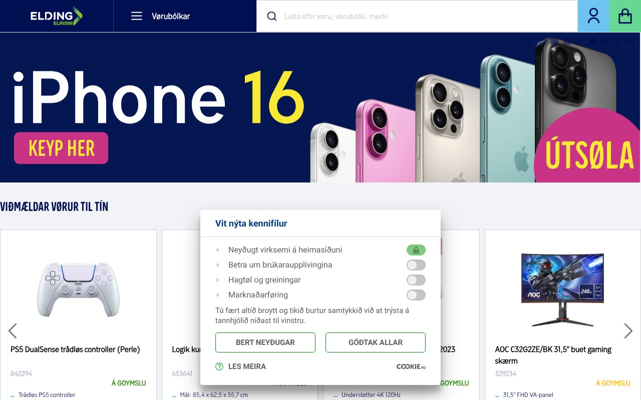 Screenshot of elding.fo