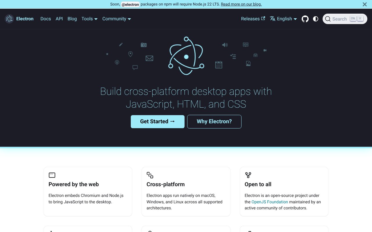 Screenshot of electronjs.org