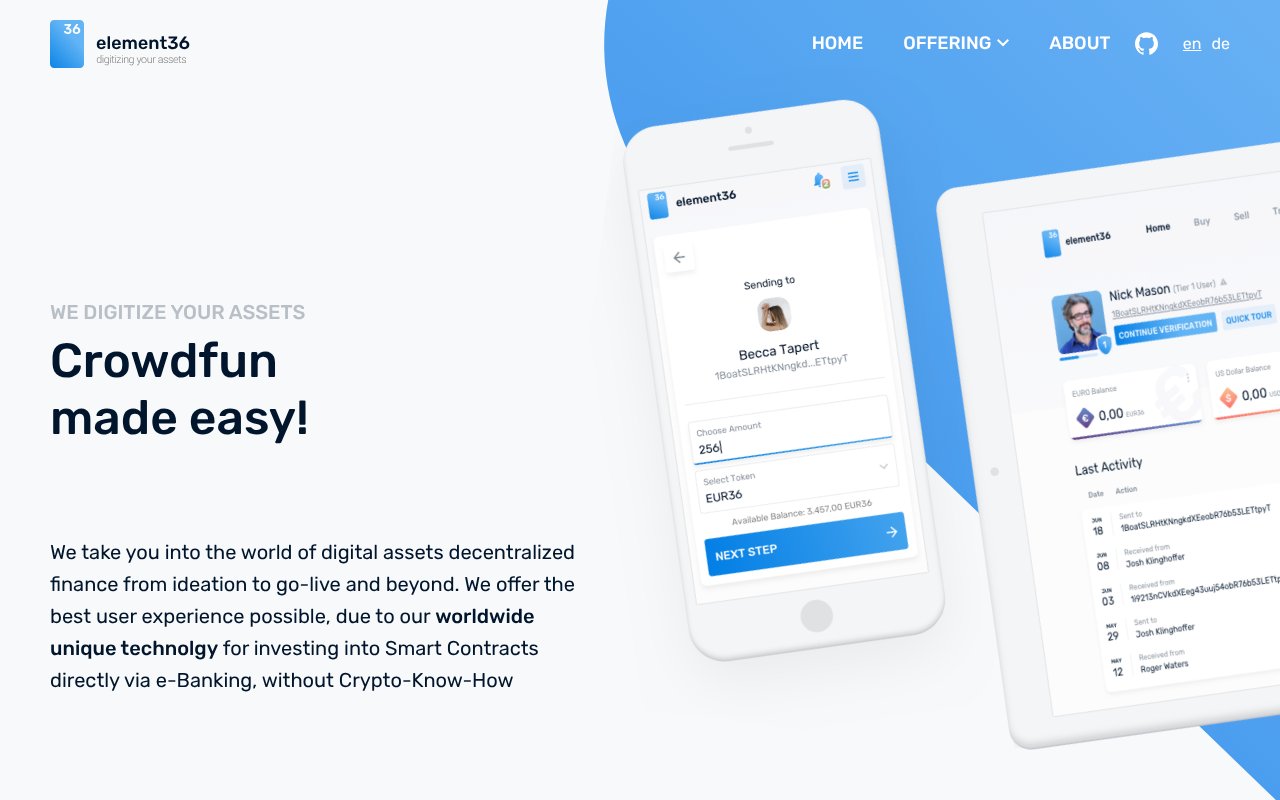Screenshot of element36.io