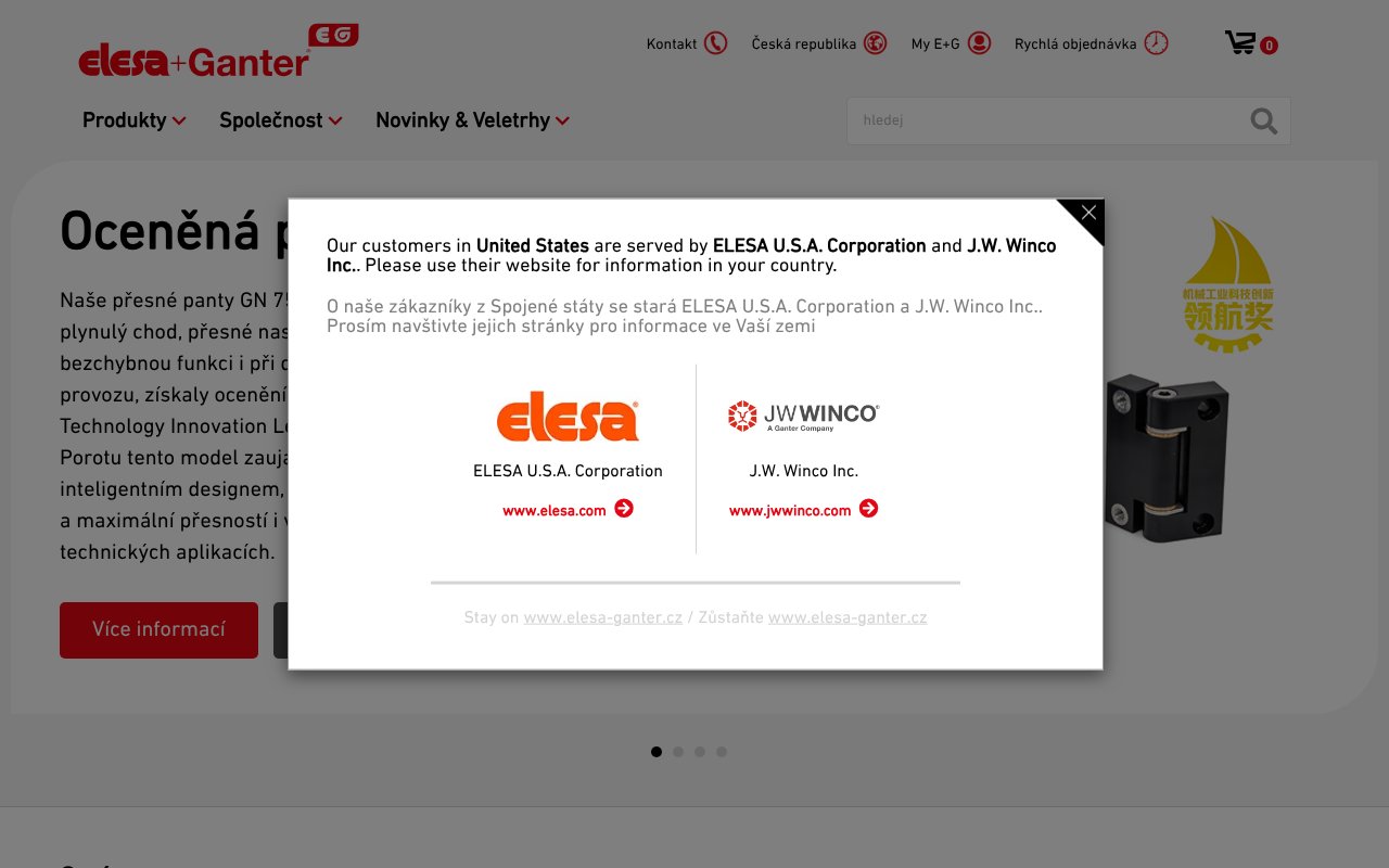 Screenshot of elesa-ganter.cz