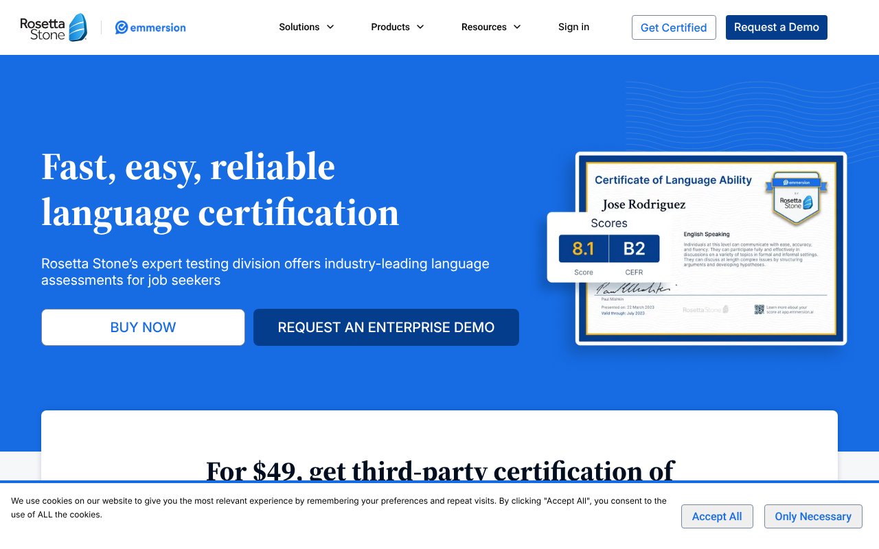 Screenshot of emmersion.ai