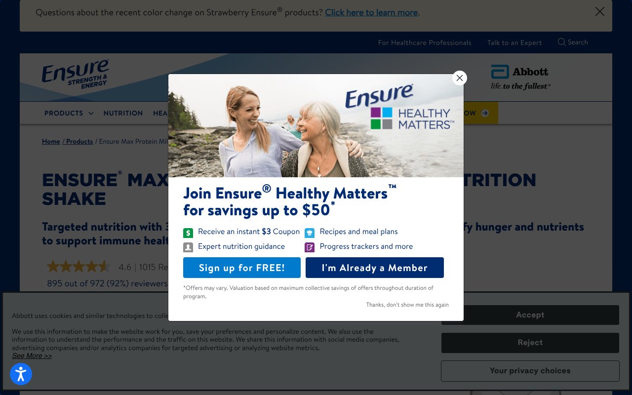 Screenshot of ensure.com