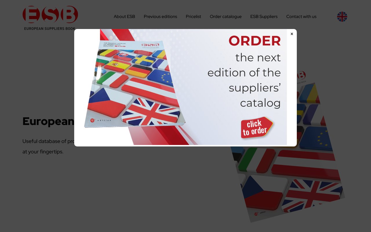 Screenshot of esbcatalog.eu