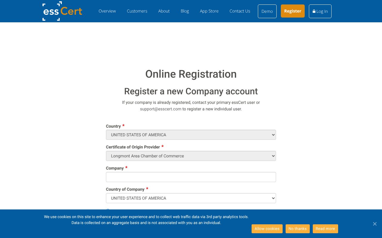 Screenshot of esscert.com