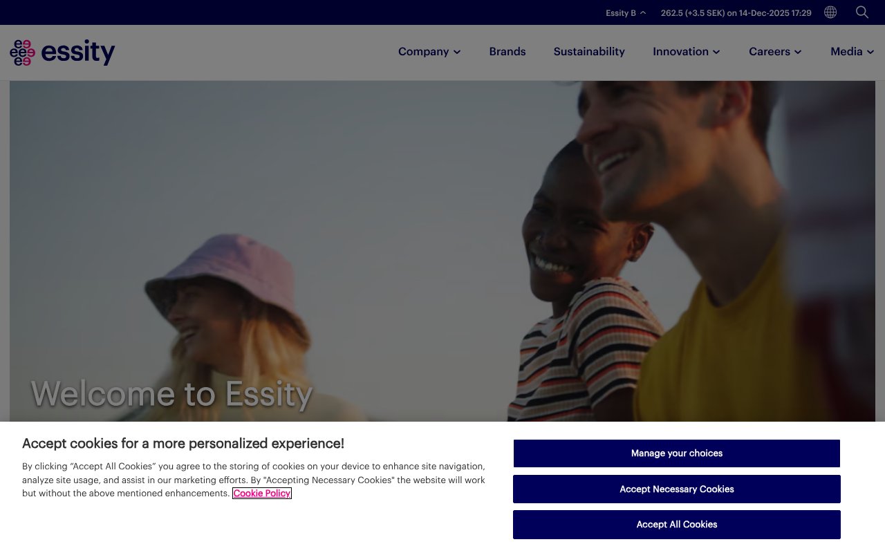 Screenshot of essityusa.com