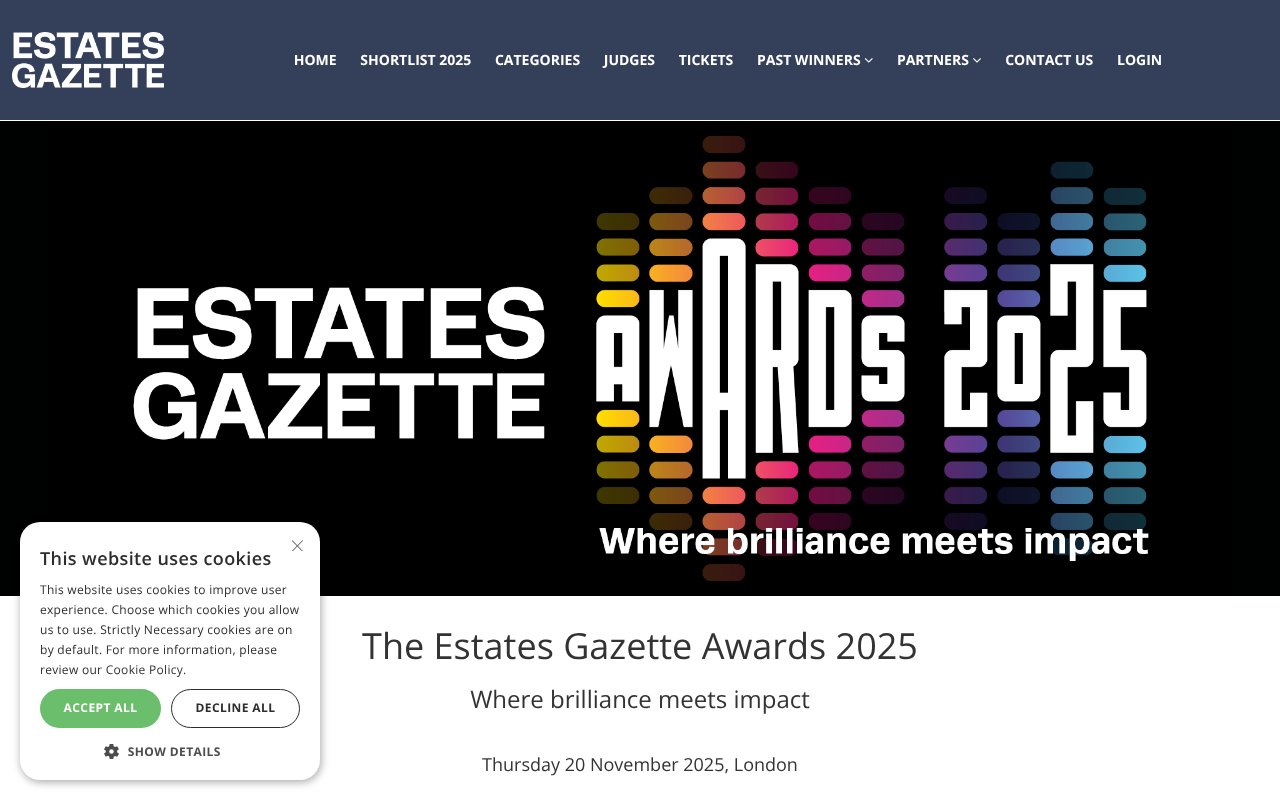 Screenshot of estatesgazetteawards.co.uk