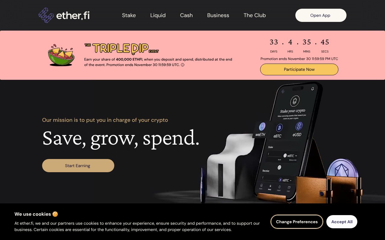 Screenshot of ether.fi