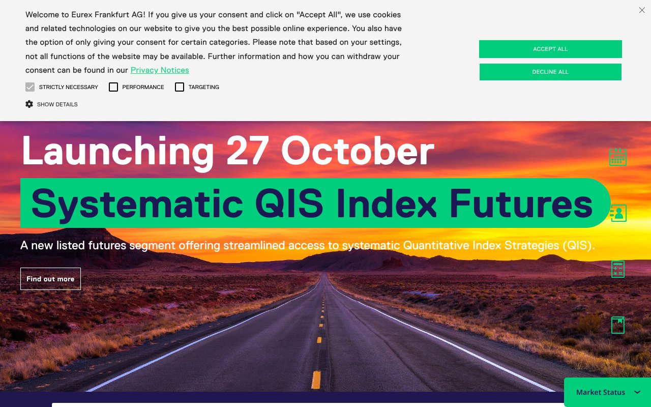Screenshot of eurex.com