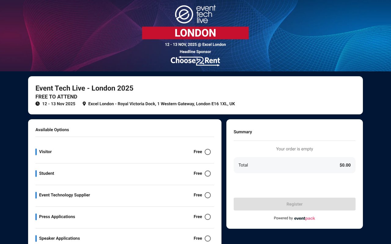 Screenshot of eventpack.com